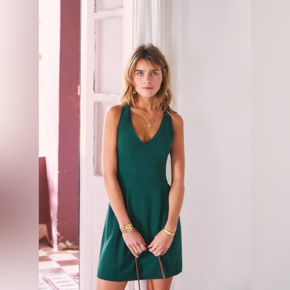 Sezane Ombeline Dress in Emerald